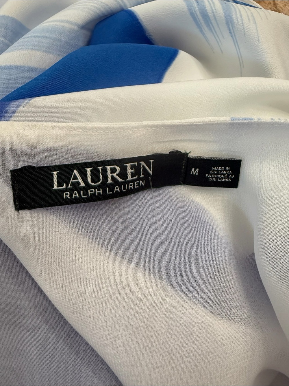 Lauren Ralph Lauren Women M Resort Tunic Kaftan Dress Kimono Blue White Cover Up